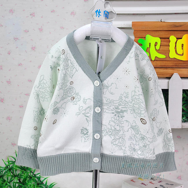 圣婴岛儿童V领春秋<em>冬季</em>长袖纱衣 <em>童装针织开衫</em>