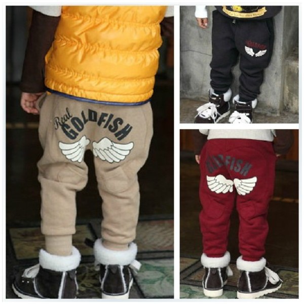 2013韩版男女童抓绒加厚<em>马裤</em>天使翅膀款童装