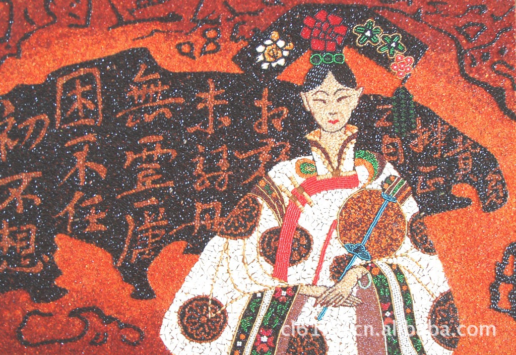 粮食画五谷画 粮艺谷艺豆塑画米画 格格 60×80编号1050