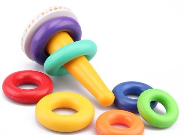 【W276 七彩套圈 音乐七彩虹塔环 带不倒翁功