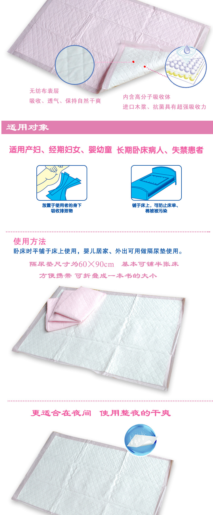 琳达妈咪护理垫 孕妇产褥垫 成人看护床垫 月子护理垫 4片包