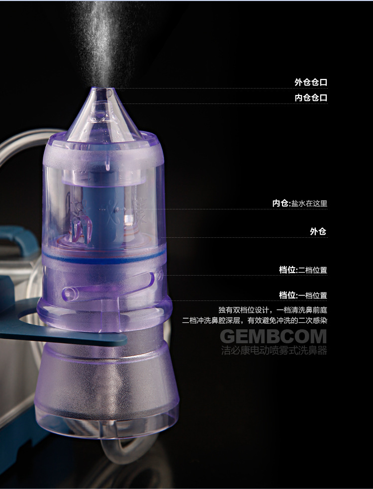 【洁必康电动压力喷雾式洗鼻器配件35ml喷雾