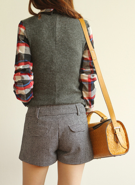 1466-0.25 批发<em>秋装</em>新款韩版<em>女式</em>千鸟<em>格子</em>波浪