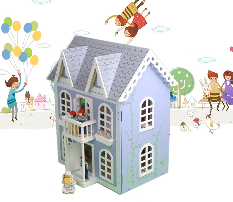 娃娃房 儿童过家家欧式小别墅 木质组装房屋玩