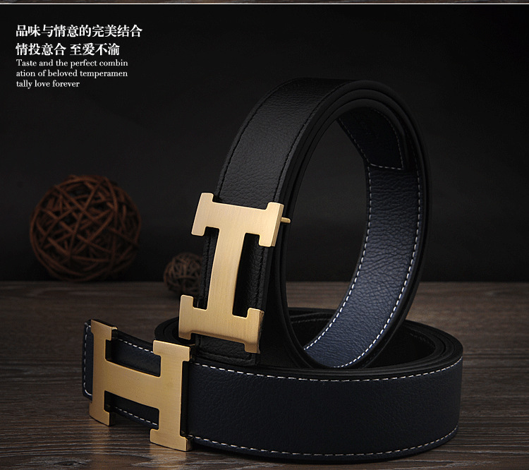 【男士真皮皮带 H形扣头腰带 爱马仕皮带 潮男