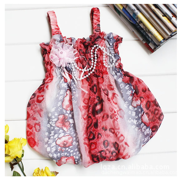 【雪纺童服童装加工 最新版夏季女童吊带裙 供