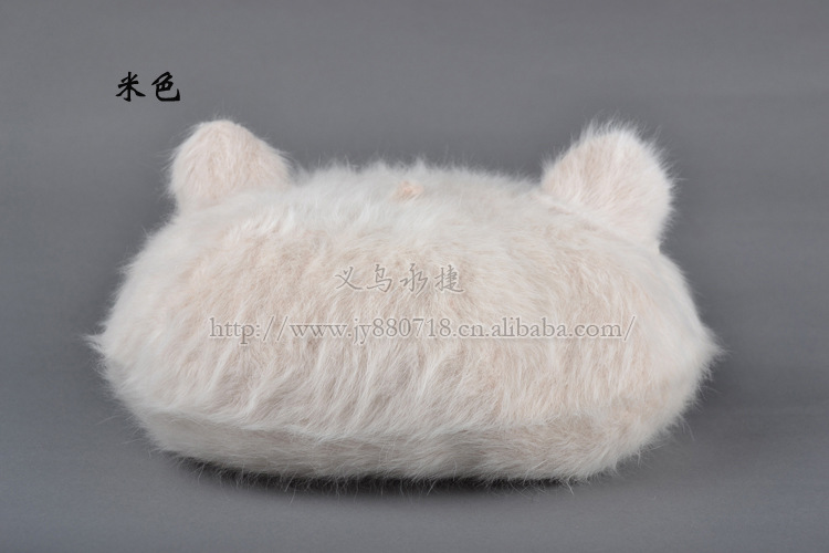 批发采购帽子-帽子批发 兔毛恶魔猫耳朵贝雷帽