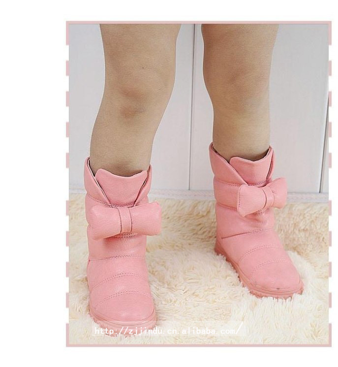 冬季新款儿童雪地靴蝴蝶结公主棉靴女童靴子防