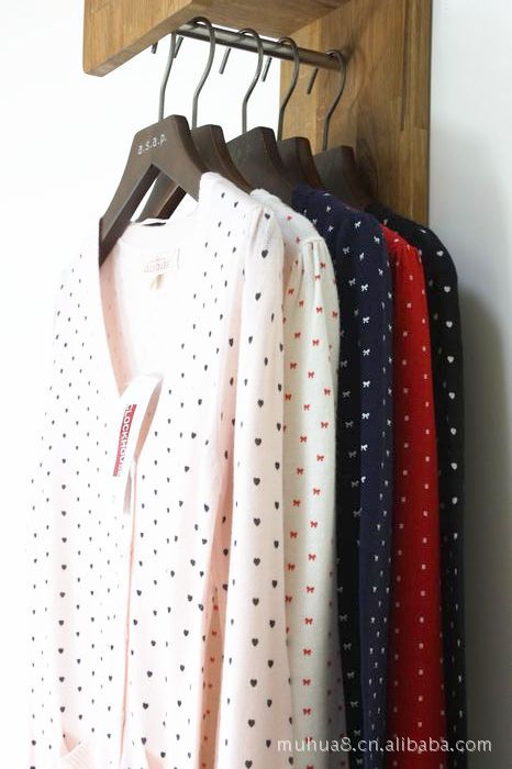 【外贸原单 V领 长袖 <em>女针织 开衫</em>外套 点点图案