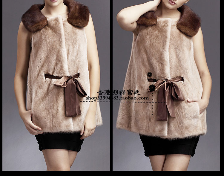 【水貂正品 <em>中长</em>女款貂皮背心 整貂皮<em>貂绒</em>外套
