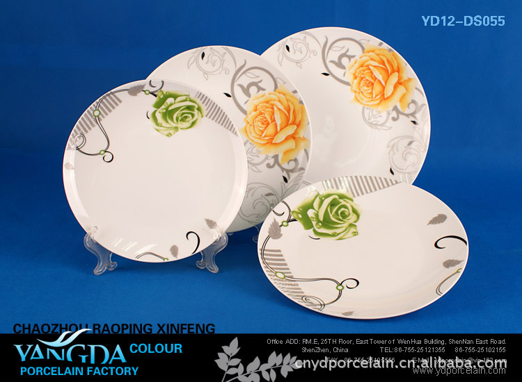 【高温白瓷贴花餐具,月光盘,餐盘】