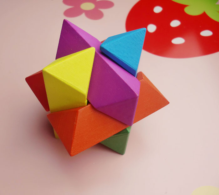 孔明锁系列 彩色八角球 古典益智玩具 成人/儿童木制玩具