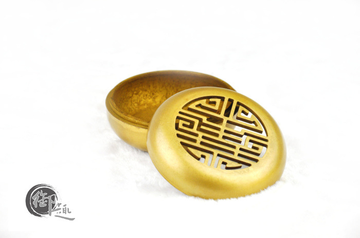 自配香篆,香炉,香铲,香道用品 福纹盖圆形印香炉