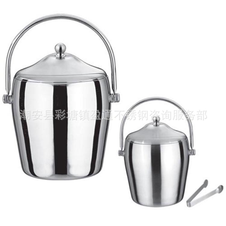 (鼓形)手提式不锈钢双层冰粒桶(亮光)
