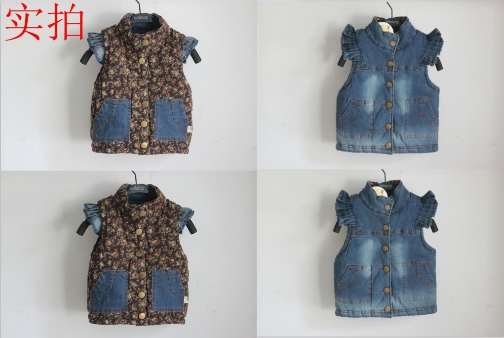 2013冬季新款 <em>牛仔马甲</em> <em>女童</em>秋<em>冬</em>款时尚两面穿