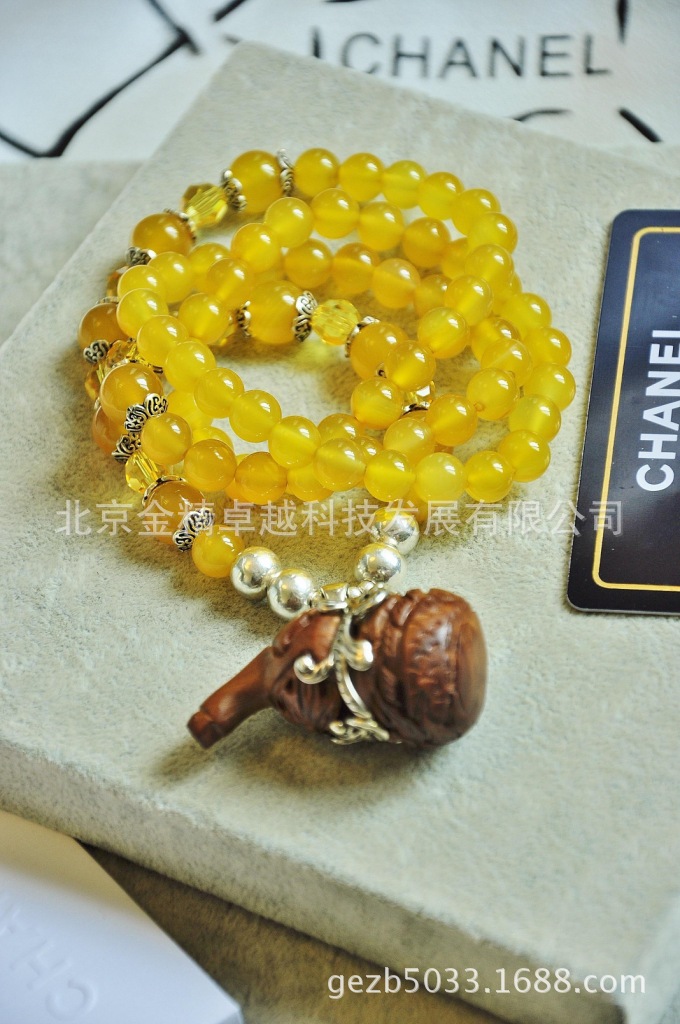 小额代理加盟!天然<em>黄玛瑙</em>聚财葫芦2衣饰<em>毛衣链</em>