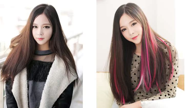 邦妮彩色发片 可烫 挑染无痕渐变色接发片 接头发假