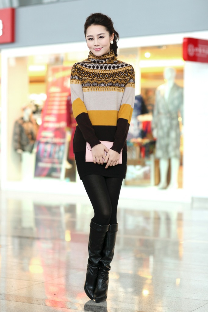 韩版堆堆领<em>低领针织</em>衫保暖<em>毛衣</em>保暖女连衣裙撞