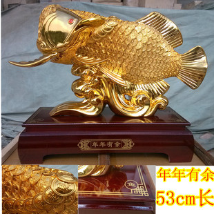 招财金龙鱼 镀金色年年有余 树脂工艺品摆件 开业家居装饰礼品