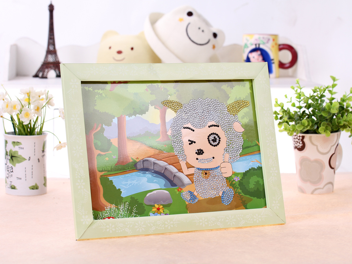 喜洋洋儿童墙贴画 ,儿童房壁钻石画,DIY 钻石卡通相框画 拼图 拼