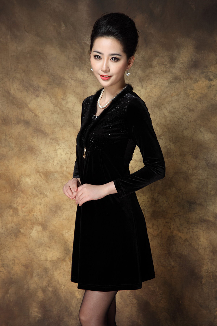 【厂家直销 2013大码妈妈女装秋装貂毛金丝绒