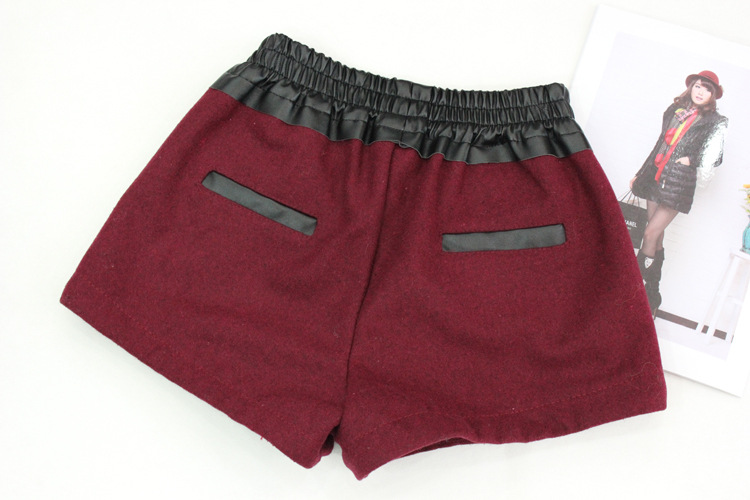 【2013新款复古毛呢<em>短裤</em>女<em>款冬</em>呢料纯色裤子