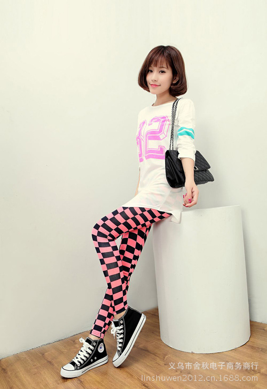 Y 804 黑白方块打底裤 (7)