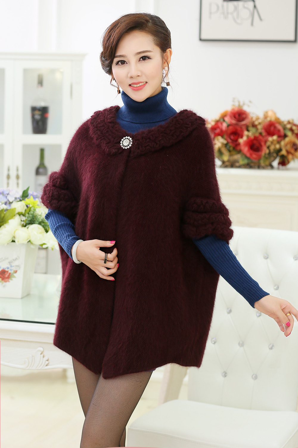 欧洲<em>貂绒</em>毛衣<em>女装针织衫</em> 秋冬装新款<em>貂绒开衫</em>