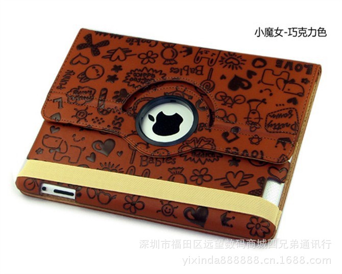 【热销ipad2 ipad3小<em>mo女</em>旋转皮套 ipad旋转保