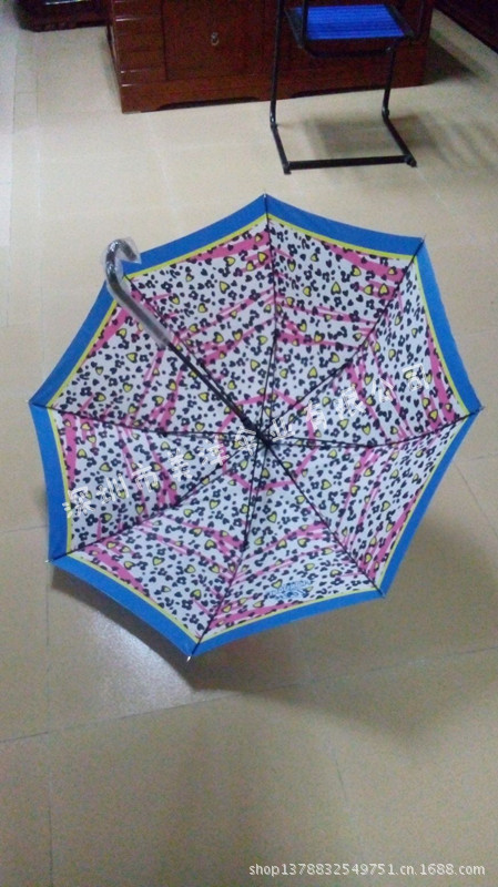 23寸直杆弯柄花伞蓝色