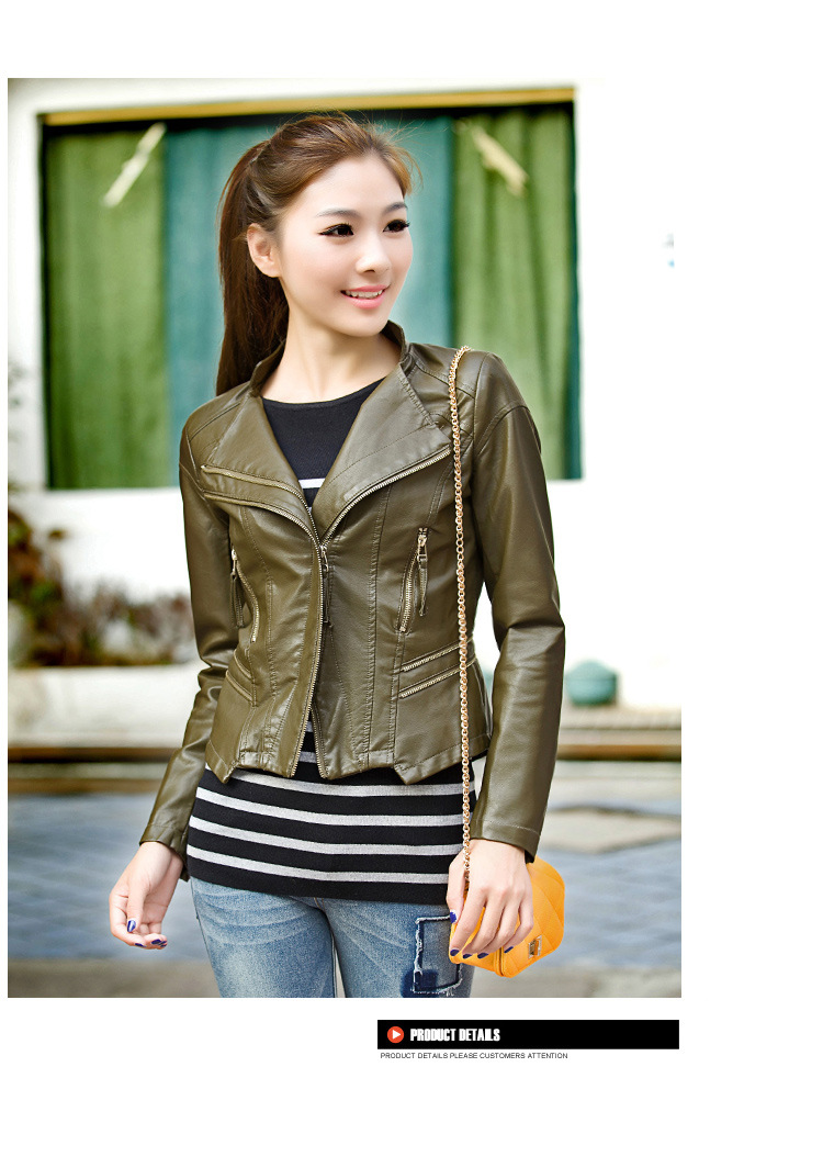 【春秋新款时尚<em>女士</em>pu<em>皮夹克</em>机车<em>外套韩版</em>小