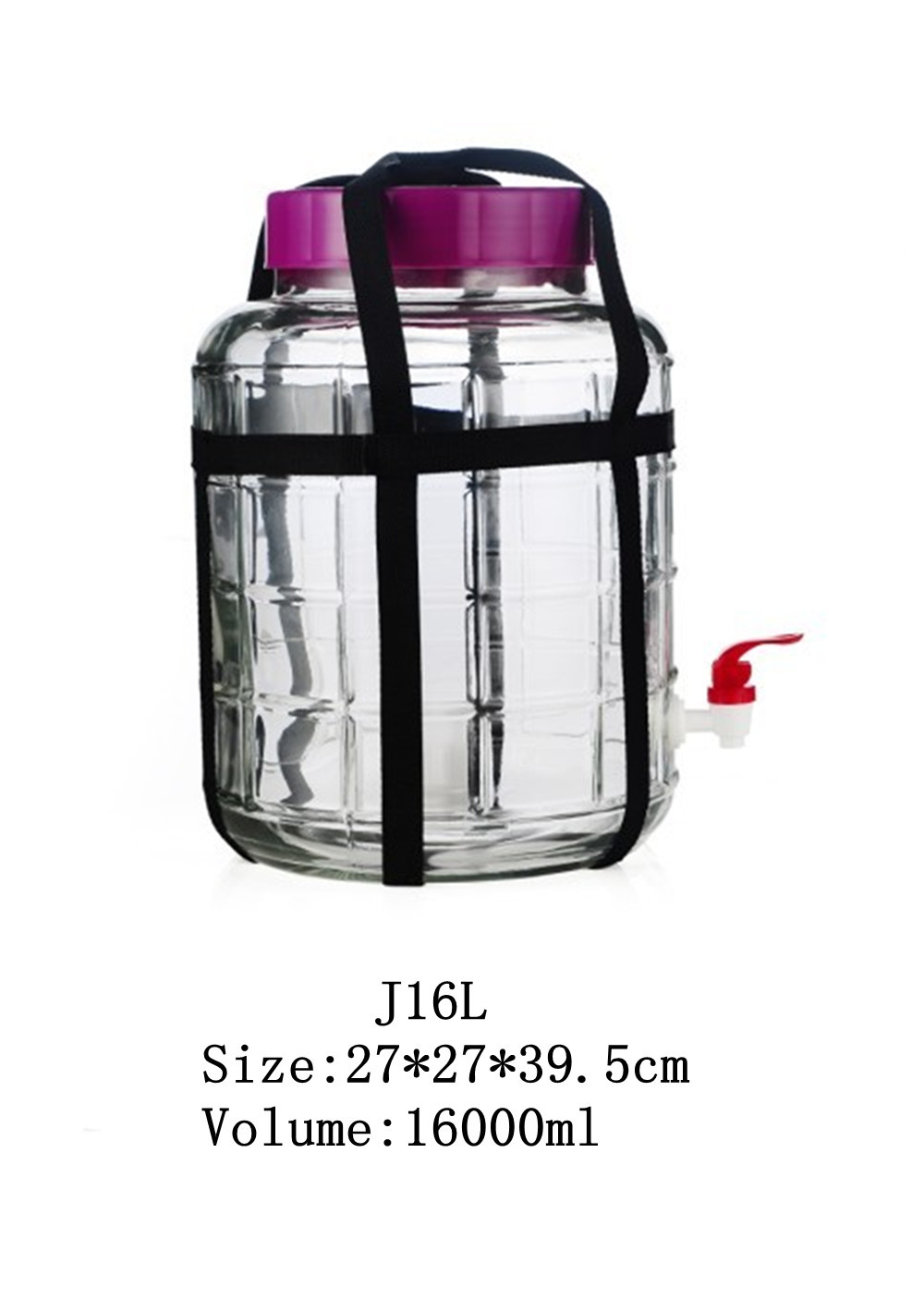 【16升 密封酿酒玻璃罐 自制水果发酵罐 带水龙