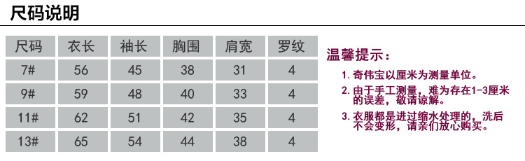 尺碼信息