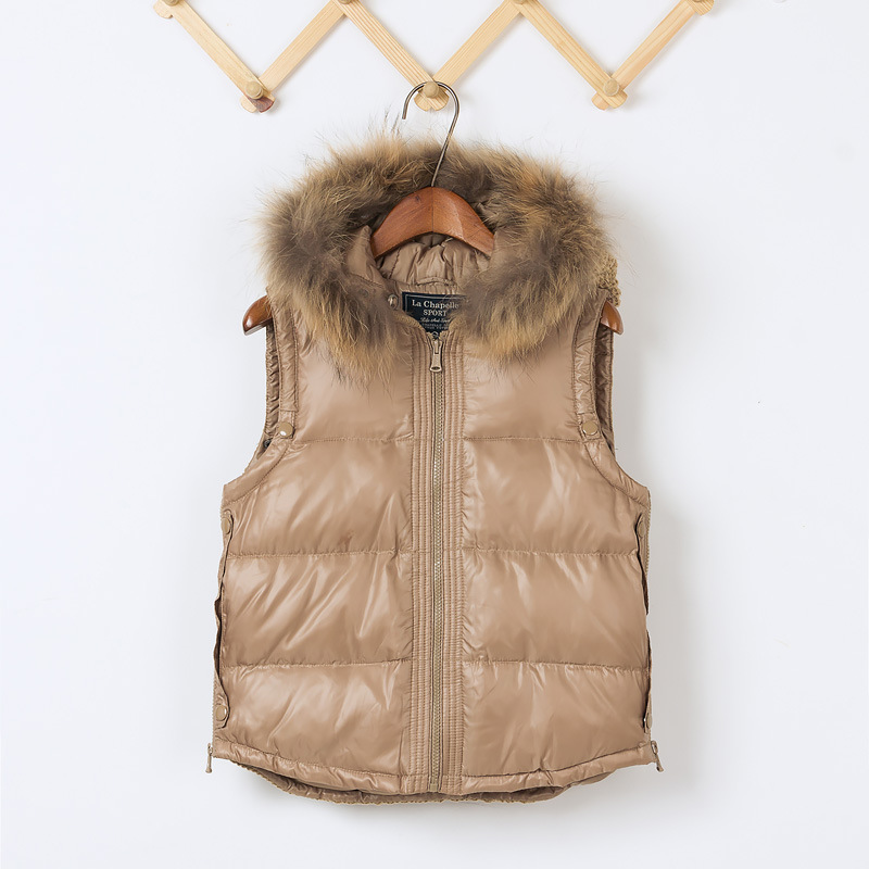 2013<em>冬季</em>拉夏贝尔连帽针织拼接<em>羽绒女式马夹</em>