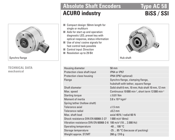 AC58亨氏乐、高精度编码器 单圈绝对值编码器 南京