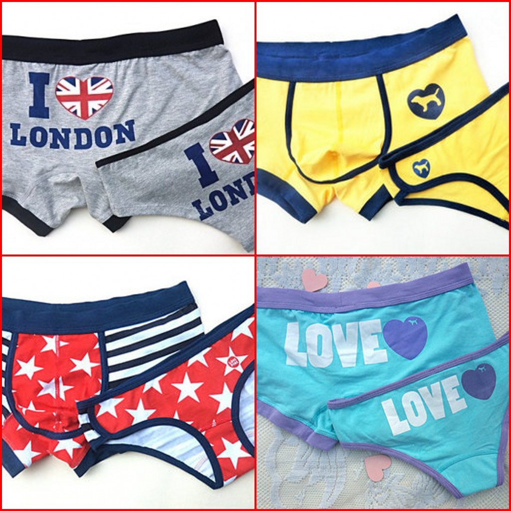 V'S PINK纯棉平角<em>内裤</em> <em>个性</em>男士女士<em>内裤</em>短裤