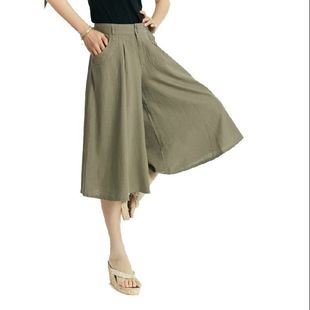 批发采购<em>女式</em>休闲裤-大码<em>亚麻</em>裤子女士七分裤