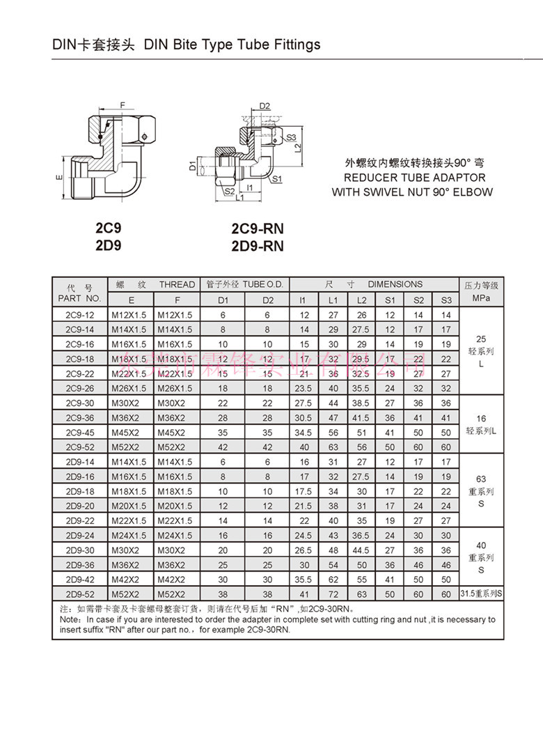 液压接头 伊顿标准接头 2c9卡套接头参数规格厂家