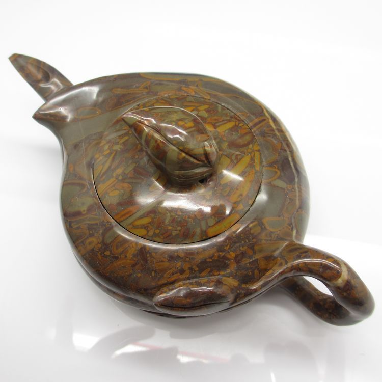 批发采购玉器工艺品-天然女娲石保健茶壶茶具