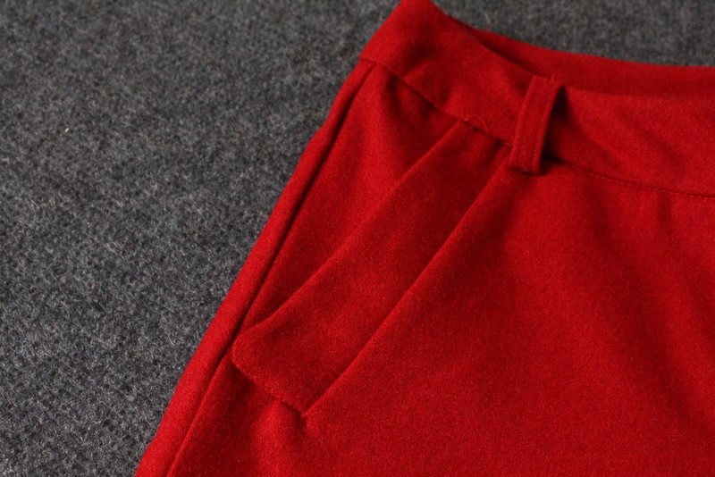 H0116-1 YOZME <em>大红色</em> 简约 <em>呢子短裤</em>0.35kg