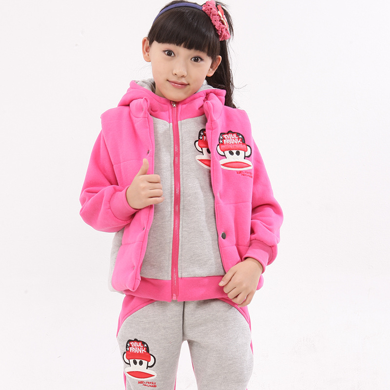 2013新款韩版冬装加厚卫衣套装 中大童 女童卫