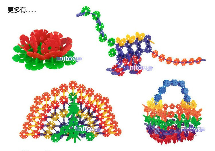 新款120pcs带轴雪花片 塑料拼插雪花积木 儿童益智玩具 31557