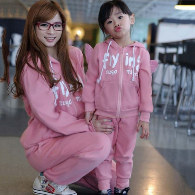 2013<em>秋装</em>新款天使翅膀抓绒<em>秋装</em>母子装<em>母女秋</em>