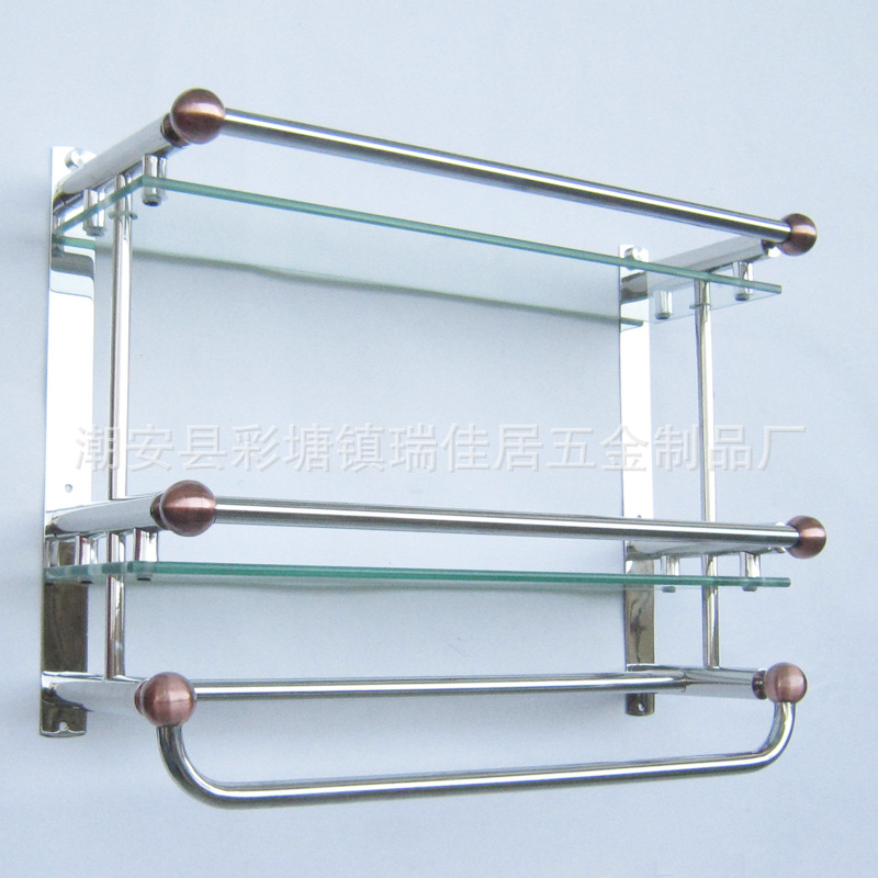 【【瑞佳居】厂家直销 双层玻璃置物架浴室架