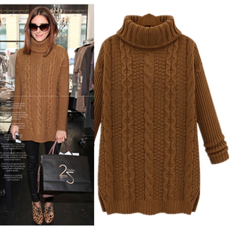 2013冬季 欧美<em>高领</em>套头<em>宽松毛衣</em>针织衫加厚中