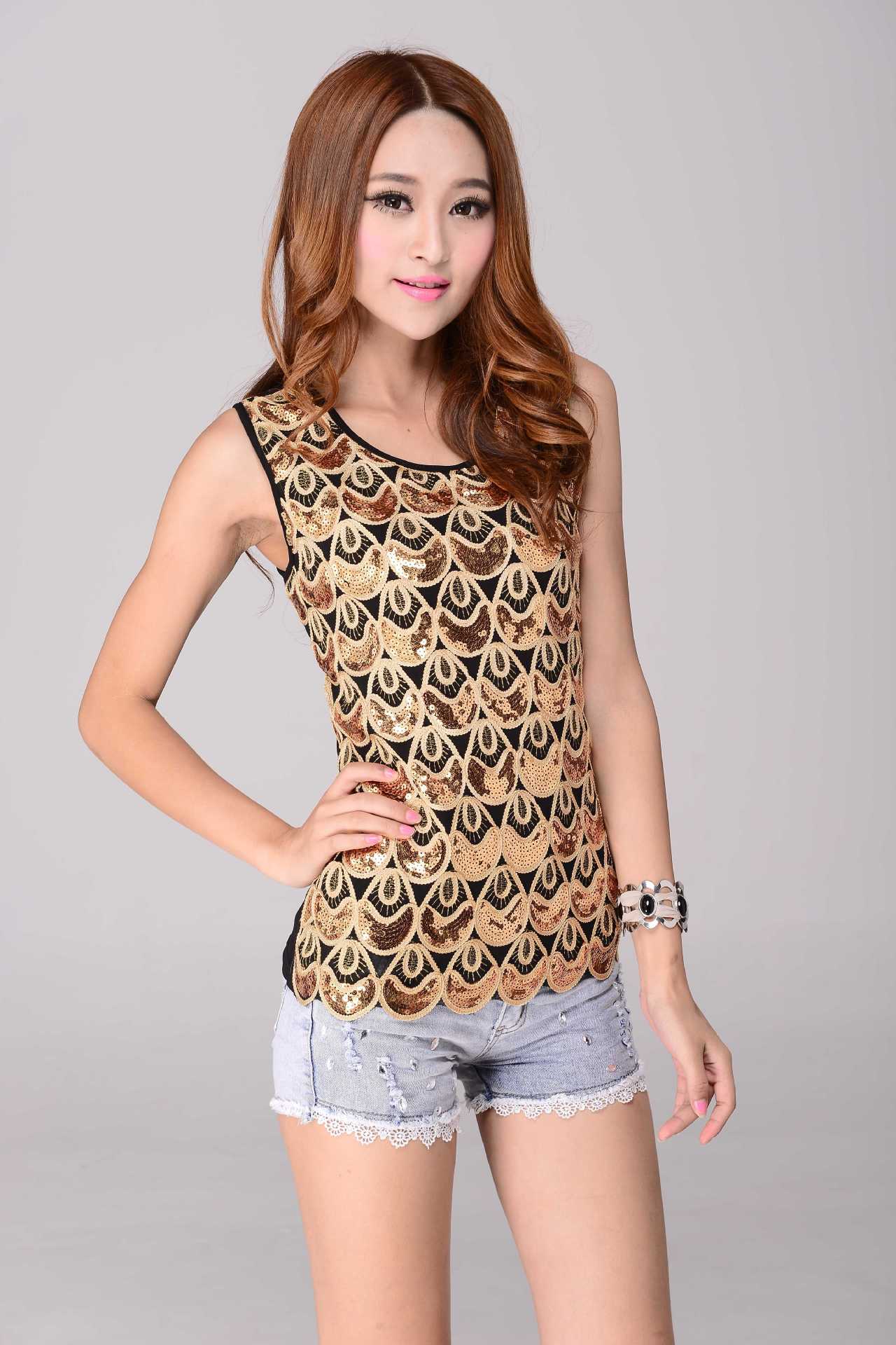 批发采购女式T恤-2013秋季新款亮片打底可外