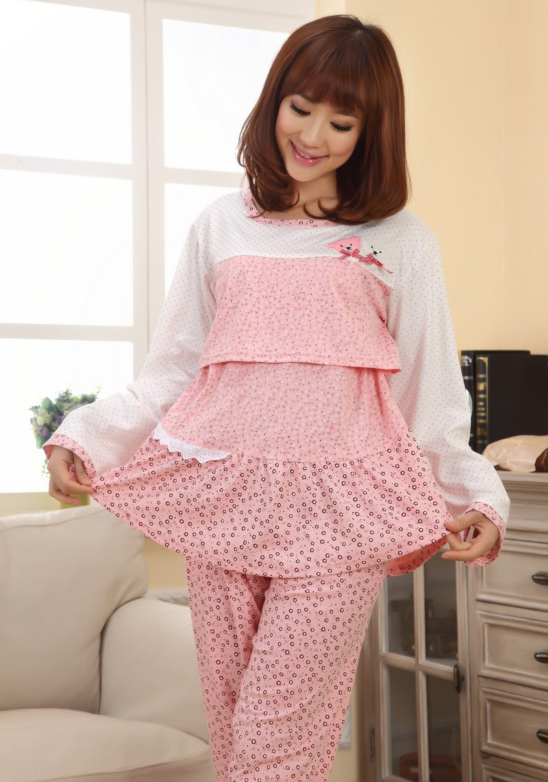 批发月子服<em>睡衣秋</em>冬季女士长袖夹棉孕妇装可爱