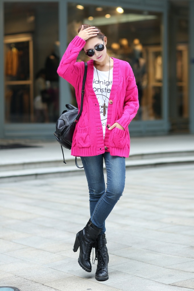 【韩版复古秋冬<em>棒针</em>新款<em>手工</em>编织中<em>长款</em>宽松麻