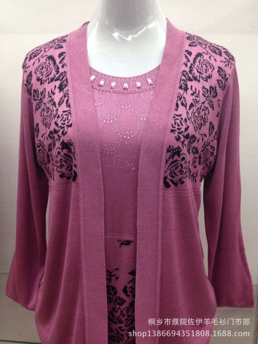 2013妈妈衫 春秋女装大码<em>毛衣</em>假<em>两件套</em> <em>中老年</em>