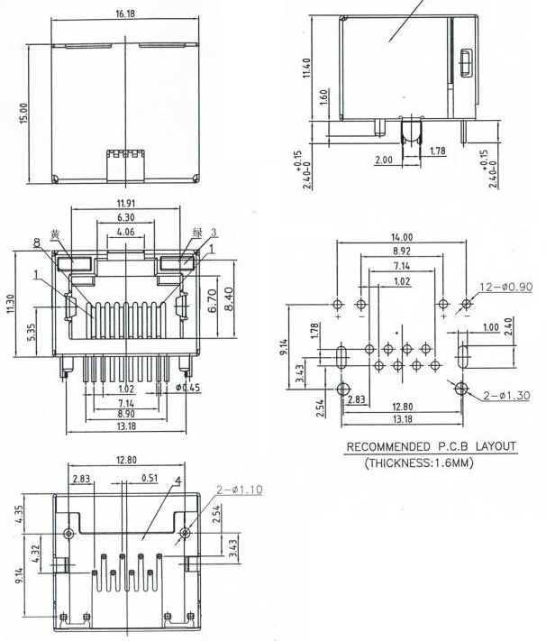 供应rj45 网络插口 网络接口 网络母座 网络插座 rj45-w03